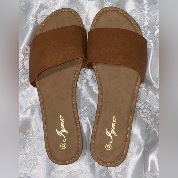 Jynx tan faux leather flat sandals. 
Size 12 
NWOT - Picture 2 of 6